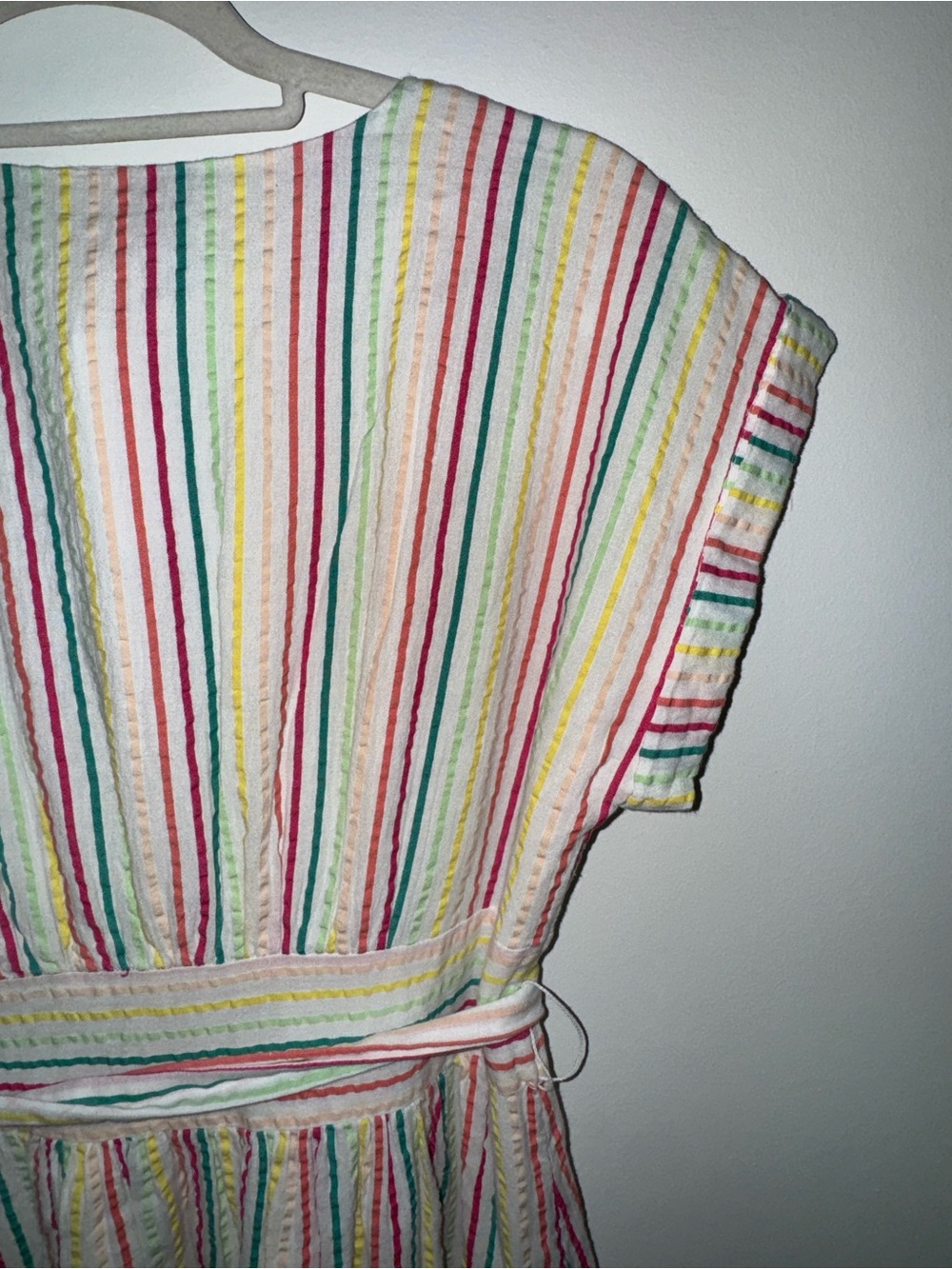 LOFT Multicolor Striped Button-Front Dress with Tie - Picture 8 of 8